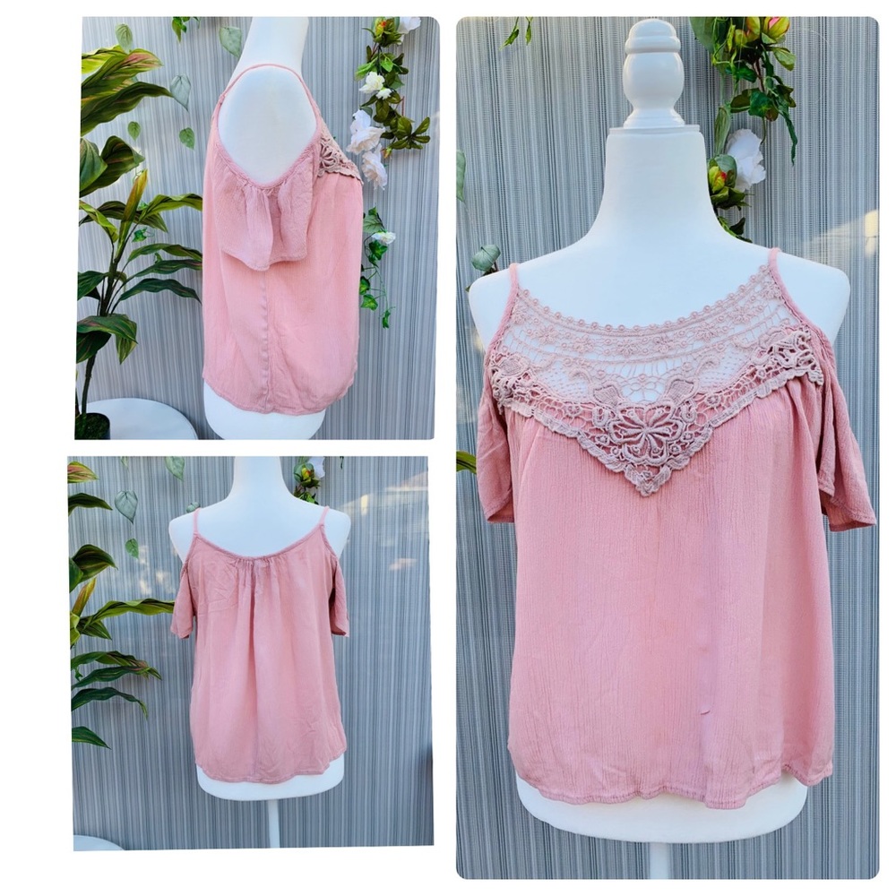 Charlotte Russe upper lace open shoulder top